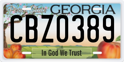 GA license plate CBZ0389