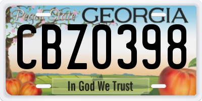 GA license plate CBZ0398