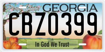 GA license plate CBZ0399