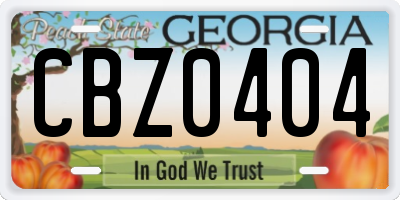 GA license plate CBZ0404