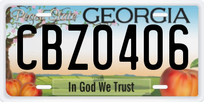 GA license plate CBZ0406