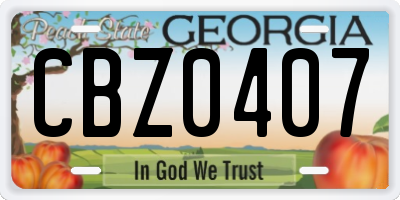 GA license plate CBZ0407