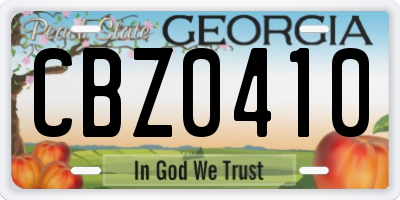 GA license plate CBZ0410