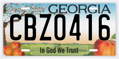 GA license plate CBZ0416