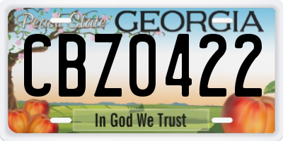 GA license plate CBZ0422