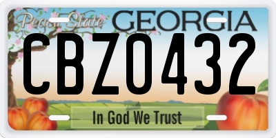 GA license plate CBZ0432