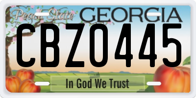 GA license plate CBZ0445