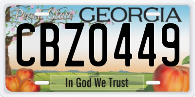 GA license plate CBZ0449
