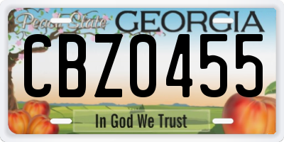 GA license plate CBZ0455