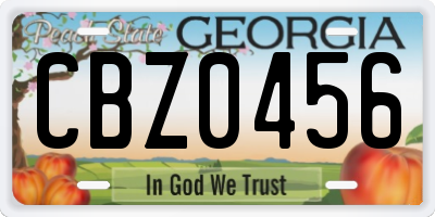 GA license plate CBZ0456
