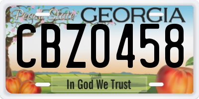 GA license plate CBZ0458