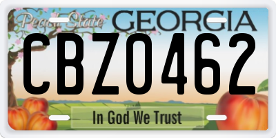 GA license plate CBZ0462