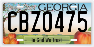 GA license plate CBZ0475