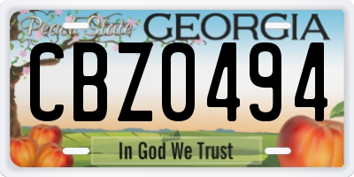 GA license plate CBZ0494