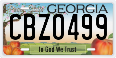GA license plate CBZ0499