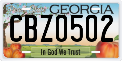GA license plate CBZ0502
