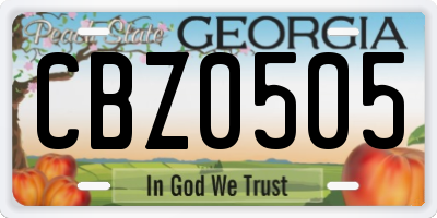 GA license plate CBZ0505