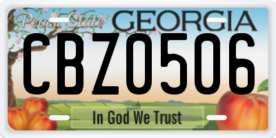 GA license plate CBZ0506