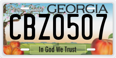 GA license plate CBZ0507