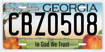 GA license plate CBZ0508