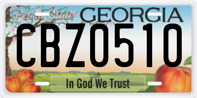 GA license plate CBZ0510
