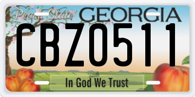 GA license plate CBZ0511