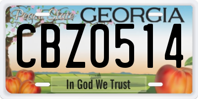 GA license plate CBZ0514