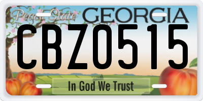 GA license plate CBZ0515