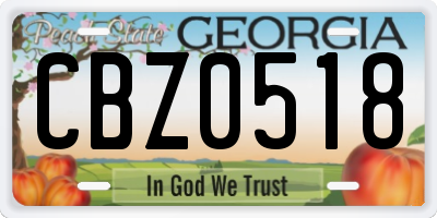 GA license plate CBZ0518