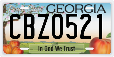 GA license plate CBZ0521