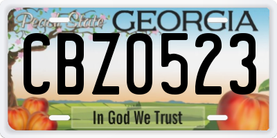 GA license plate CBZ0523