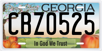 GA license plate CBZ0525
