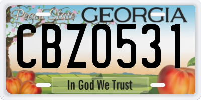 GA license plate CBZ0531
