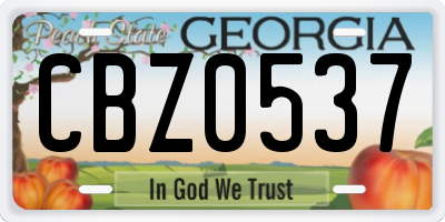 GA license plate CBZ0537