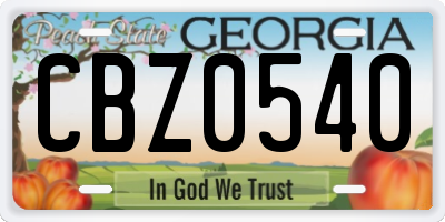 GA license plate CBZ0540