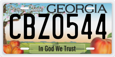 GA license plate CBZ0544