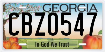 GA license plate CBZ0547