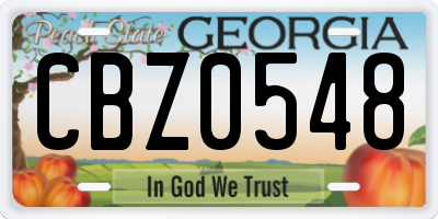 GA license plate CBZ0548