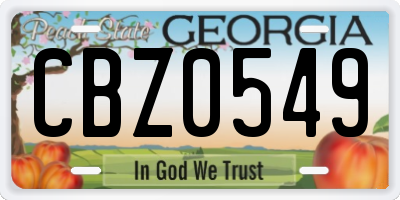 GA license plate CBZ0549