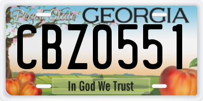 GA license plate CBZ0551