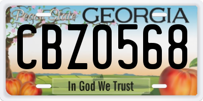 GA license plate CBZ0568