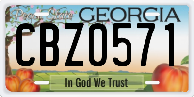 GA license plate CBZ0571