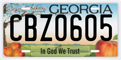 GA license plate CBZ0605