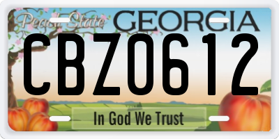 GA license plate CBZ0612