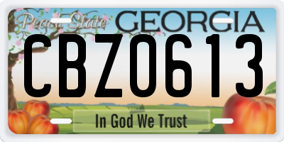 GA license plate CBZ0613