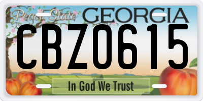 GA license plate CBZ0615