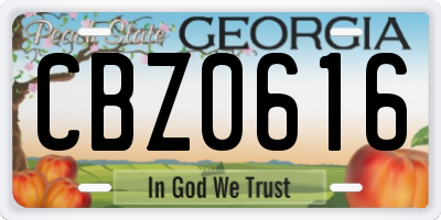 GA license plate CBZ0616