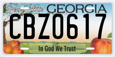 GA license plate CBZ0617
