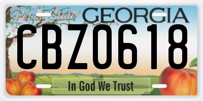 GA license plate CBZ0618