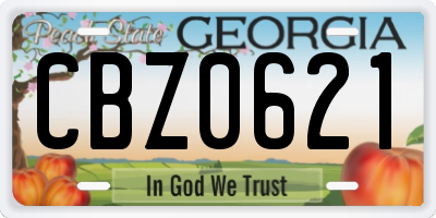 GA license plate CBZ0621